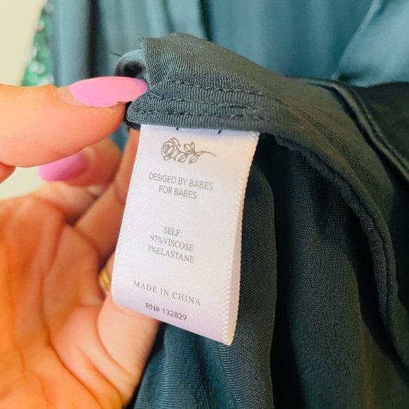 NBD Satin Bronson Wrap Front Blouse in Evergreen - Picture 7 of 9